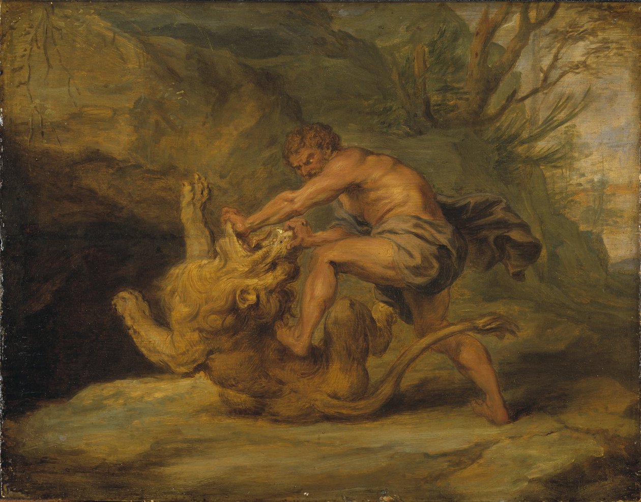 Simson och lejonet. Studie av Peter Paul Rubens