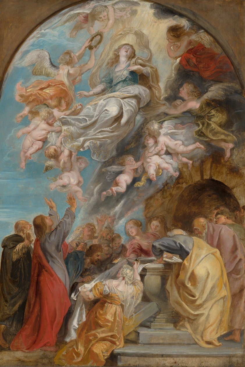 Skiss till Jungfru Marias himmelsfärd av Peter Paul Rubens