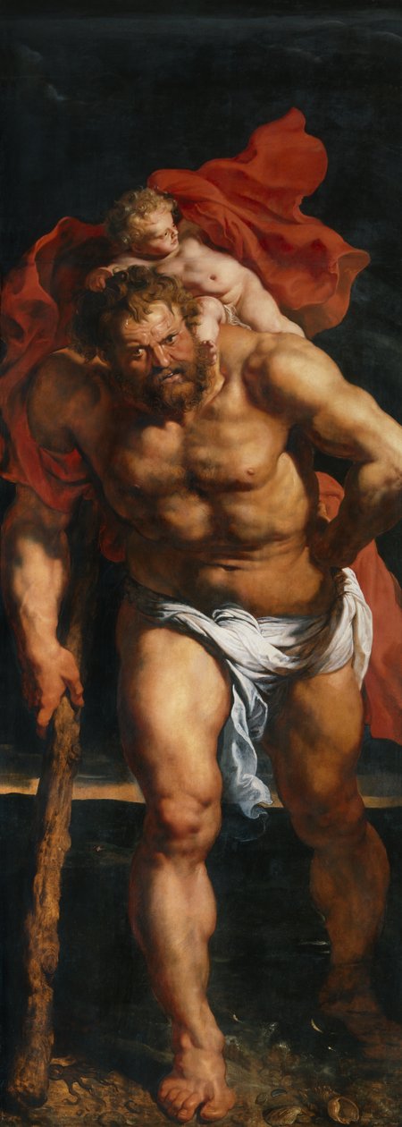 St. Christopher och Eremiten, vänster utanför slutaren av Triptyken Descent from the Cross av Peter Paul Rubens