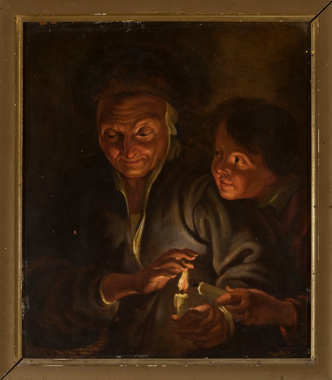 Gammal kvinna och pojke med ett ljus av Peter Paul Rubens