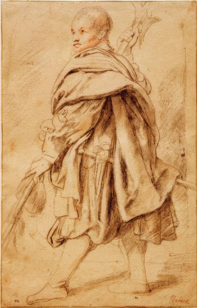 Studie av en hillebardist av Peter Paul Rubens