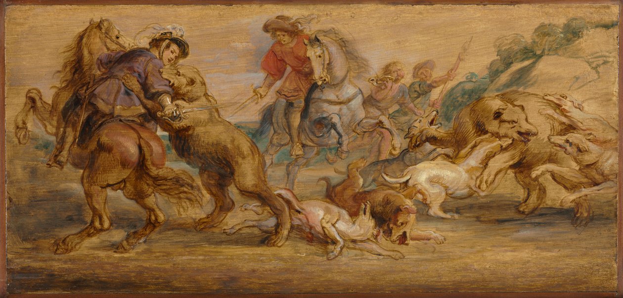 Studie för Björnjakten på Alcázar, Madrid, ca. 1639. av Peter Paul Rubens