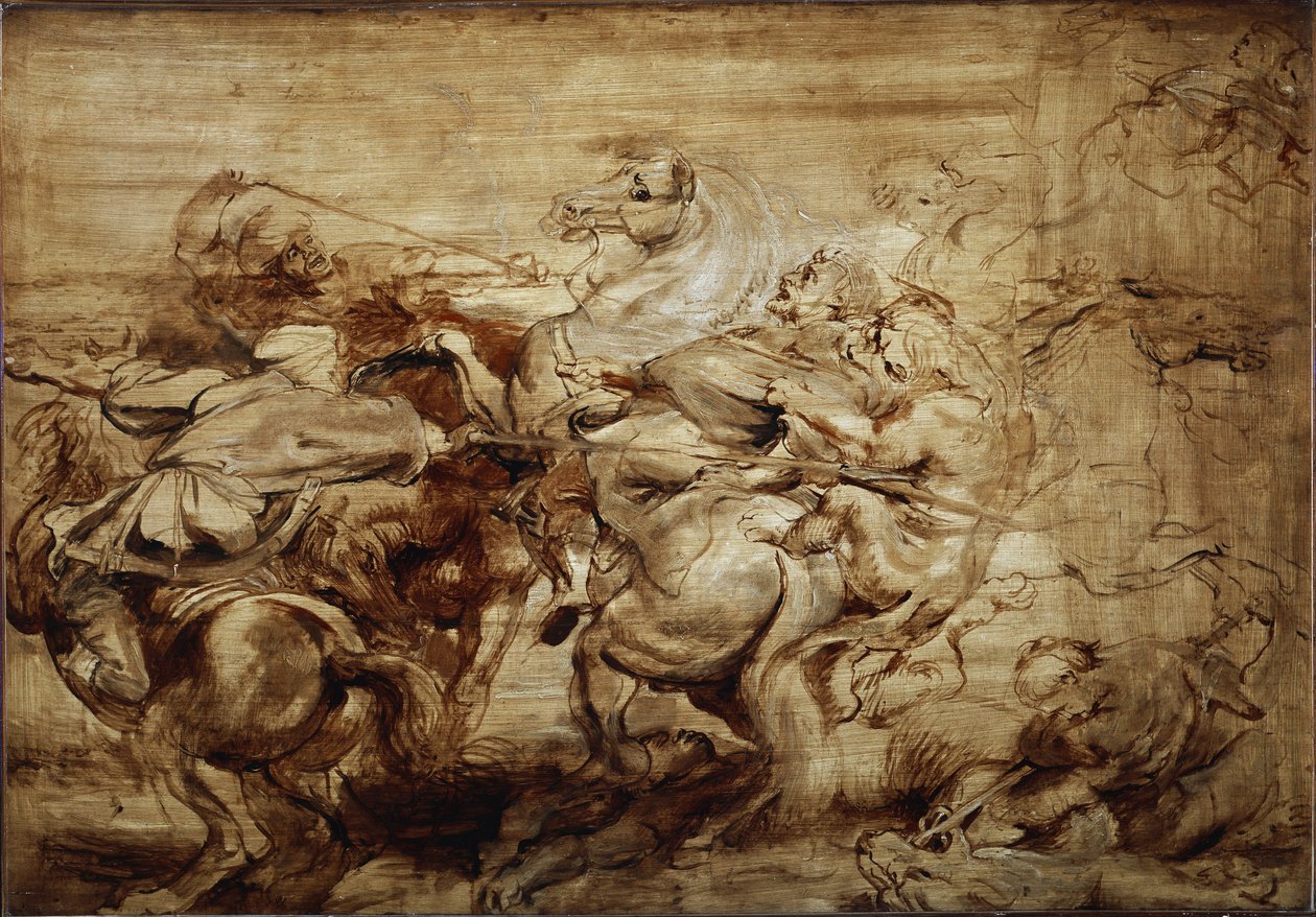Studie för lejonjakten (Målning av Peter Paul Rubens