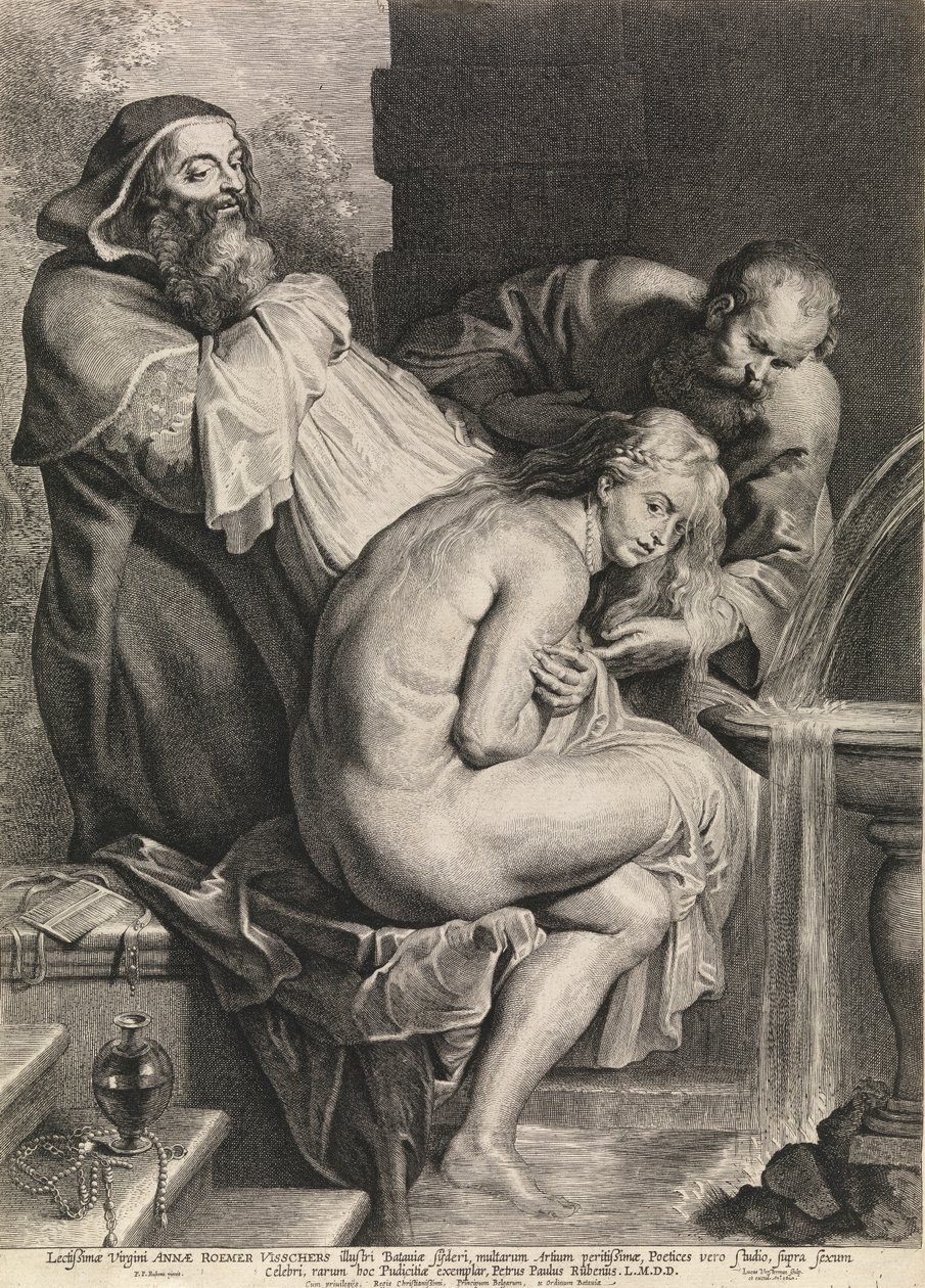 Suzanne och de gamla (gravyr) av Peter Paul Rubens