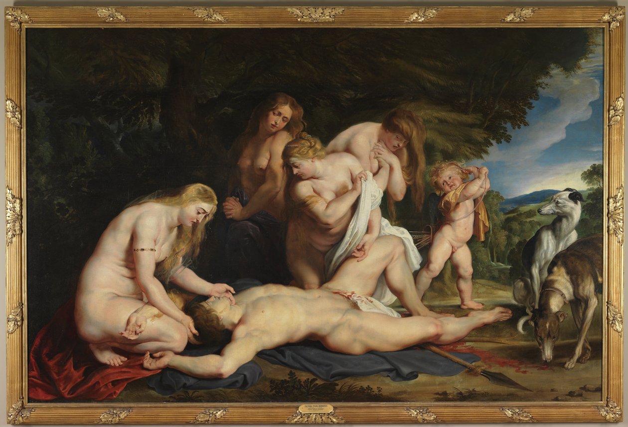 Adonis död (med Venus, Amor och de tre gracerna) av Peter Paul Rubens