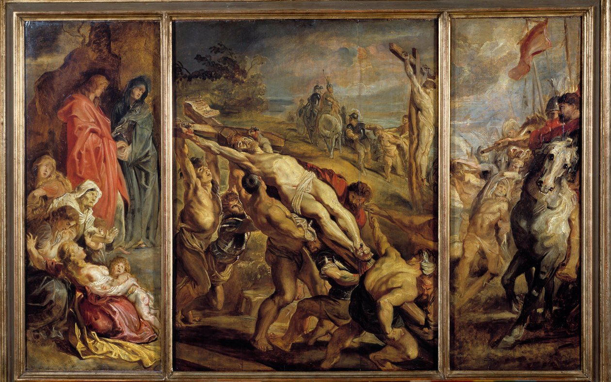 Uppförandet av triptykkorset av Pierre Paul (Pierre-Paul) Rubens (eller Peter Paul eller Petrus Paulus) (1577-1640) 1600-talets sön. 0,68x1,07 m Paris, Louvren av Peter Paul Rubens