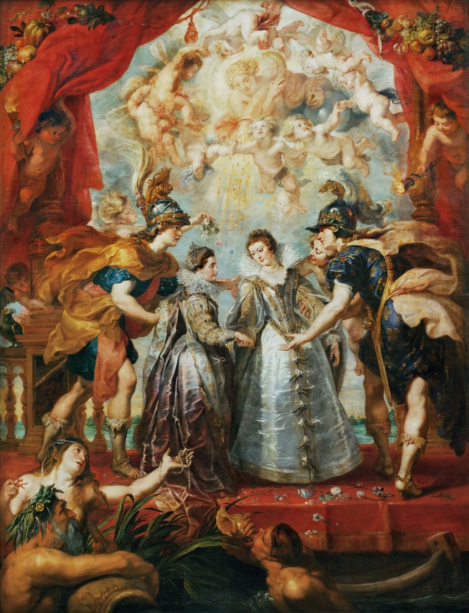 Prinsessornas utbyte vid den spanska gränsen. Marie de Medici-cykeln av Peter Paul Rubens