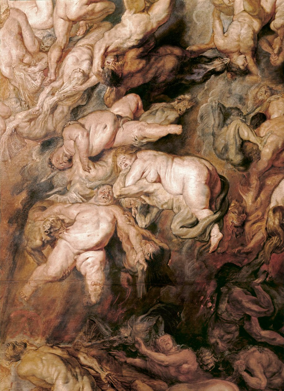The Fall of the Damned (målning på ek) av Peter Paul Rubens