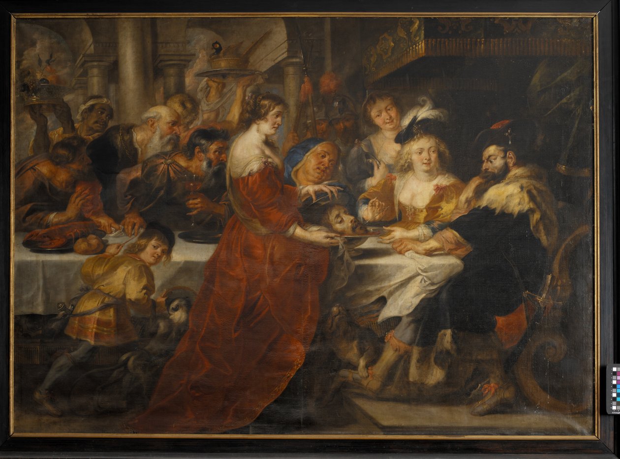Herodes högtid. Salome tar med sig Johannes Döparens huvud på en laddare av Peter Paul Rubens