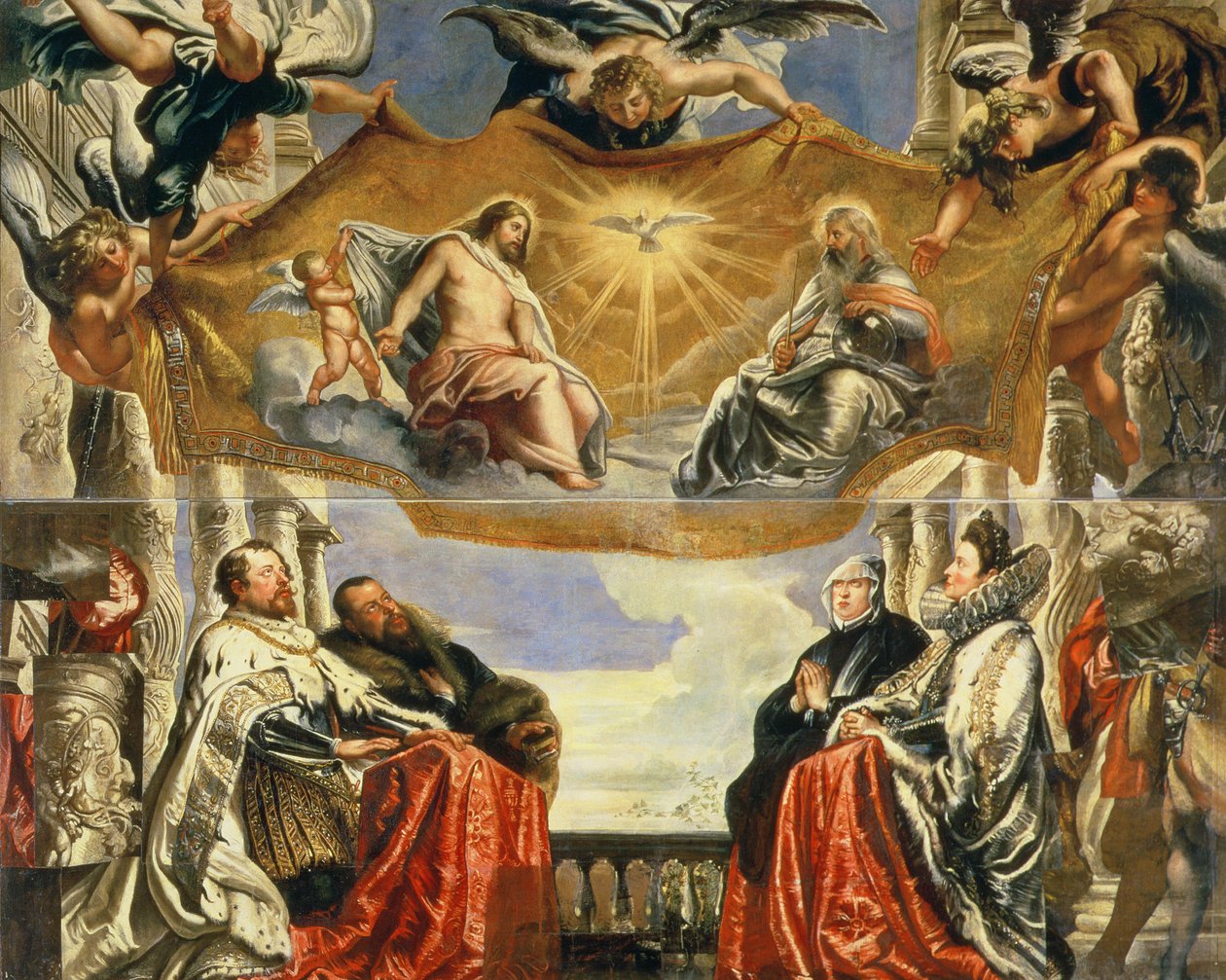 Familjen Gonzaga i tillbedjan av den heliga treenigheten av Peter Paul Rubens