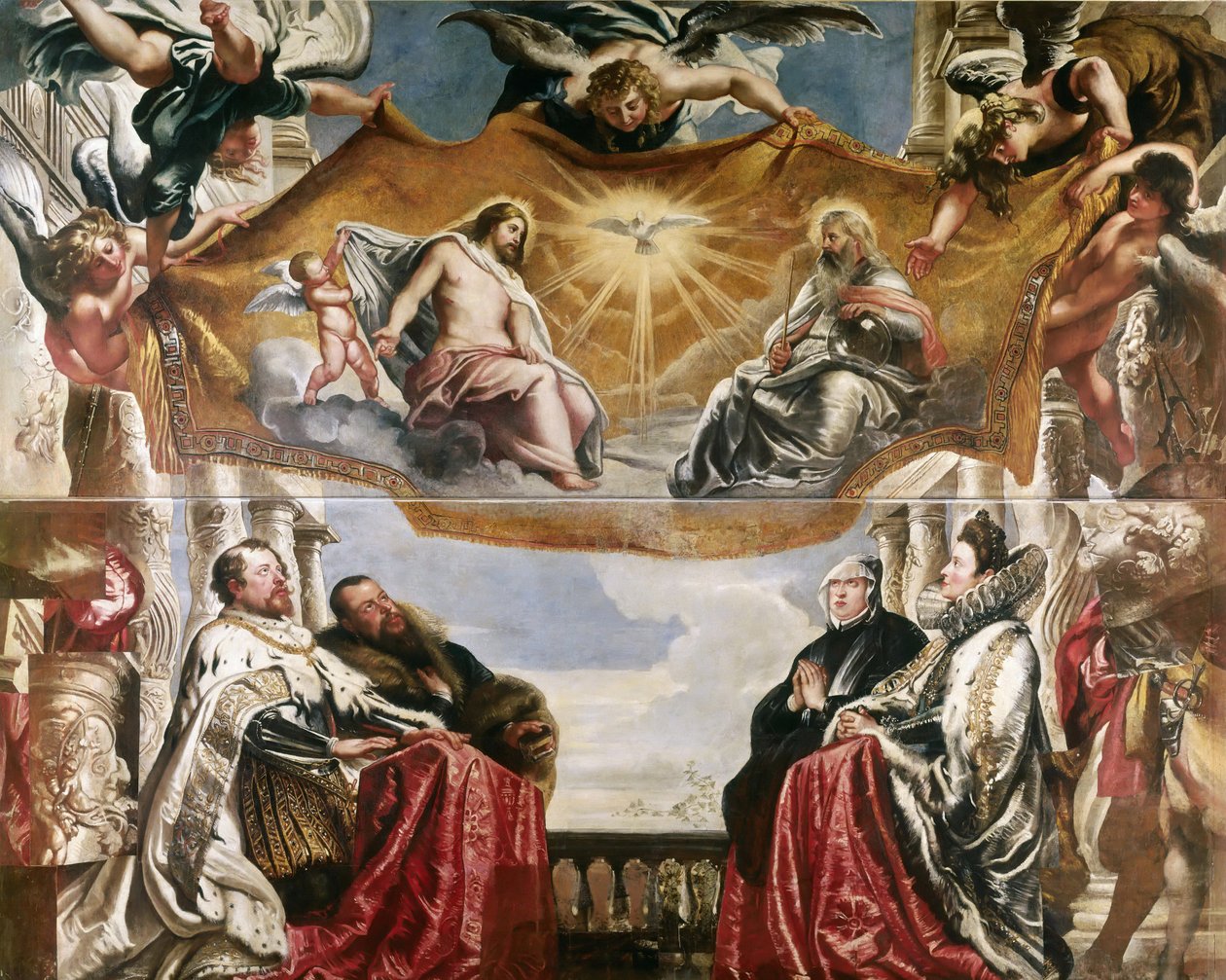 Familjen Gonzaga i tillbedjan av den heliga treenigheten, 1604-1605. av Peter Paul Rubens