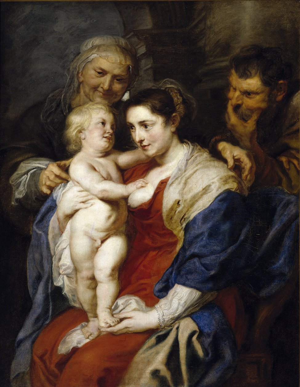 Den heliga familjen med Saint Anne - Rubens, Pieter Paul (1577-1640) - 1626-1630 - Olja på duk - 116x91 - Museo del Prado, Madrid av Peter Paul Rubens