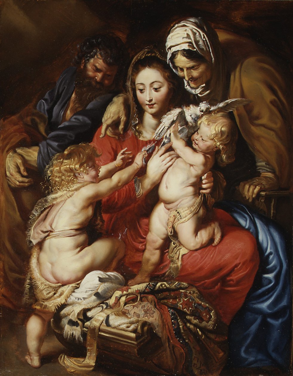 Den heliga familjen med Saint Elizabeth, Saint John och en duva, c.1608-9 av Peter Paul Rubens