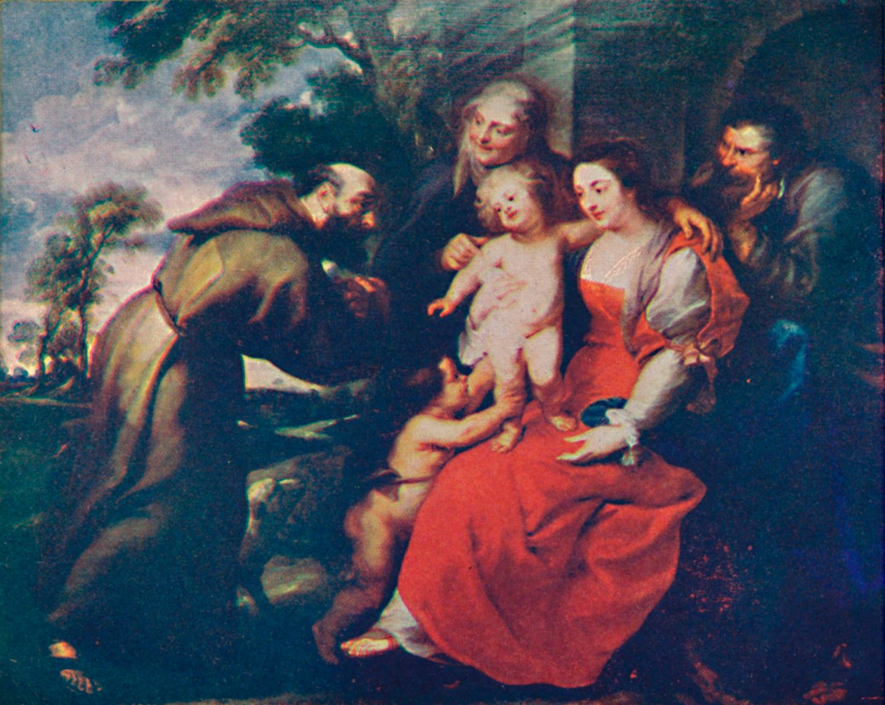 Den heliga familjen med de heliga Franciskus och Anne och spädbarnet Johannes döparen, c1630. c1935 av Peter Paul Rubens