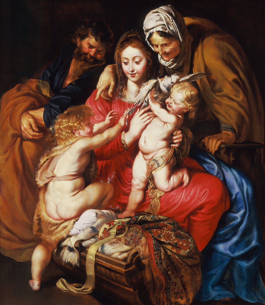 Den heliga familjen med St Elizabeth, St John and a Dove, c.1609 av Peter Paul Rubens