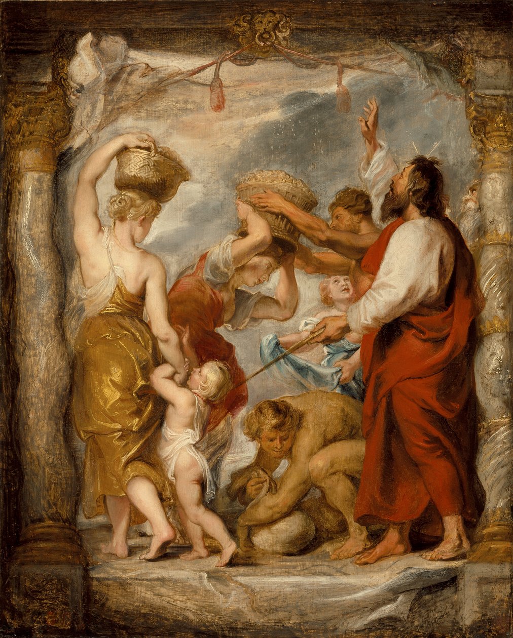 Israeliterna samlar manna i öknen av Peter Paul Rubens