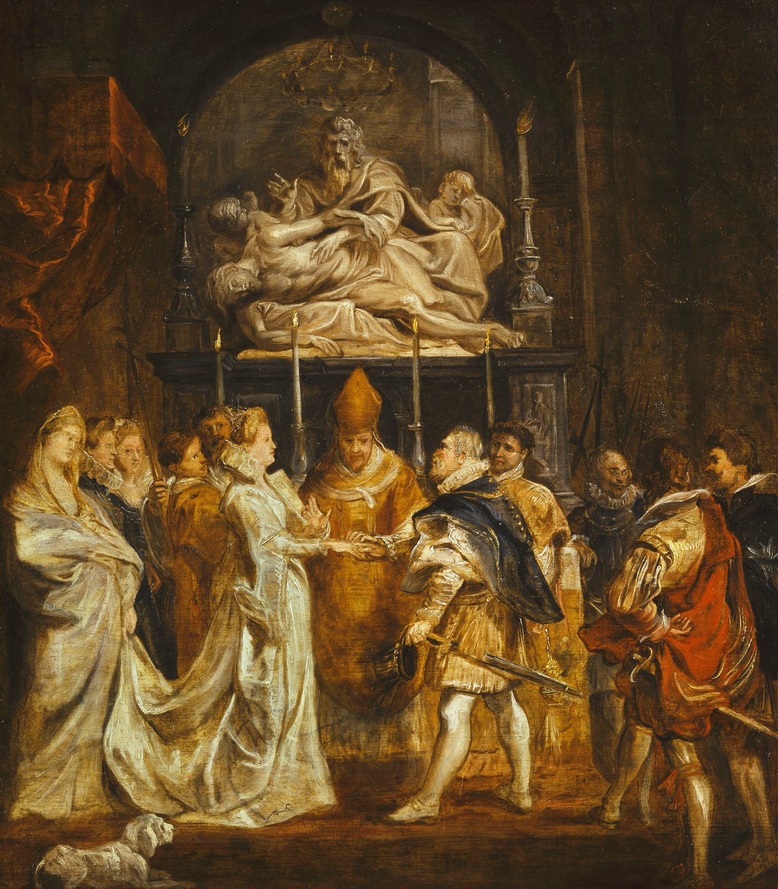 Prinsessan Maria de" Medicis och kung Henrik IV av Frankrikes äktenskap genom fullmakt i Duomo, Florens, 5 oktober 1600, av Peter Paul Rubens