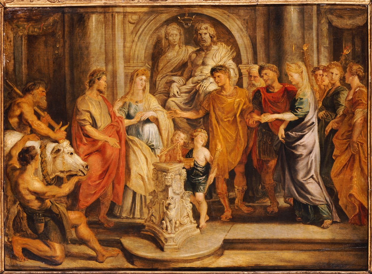 Konstantins och Faustas och Constantias och Licinius äktenskap av Peter Paul Rubens