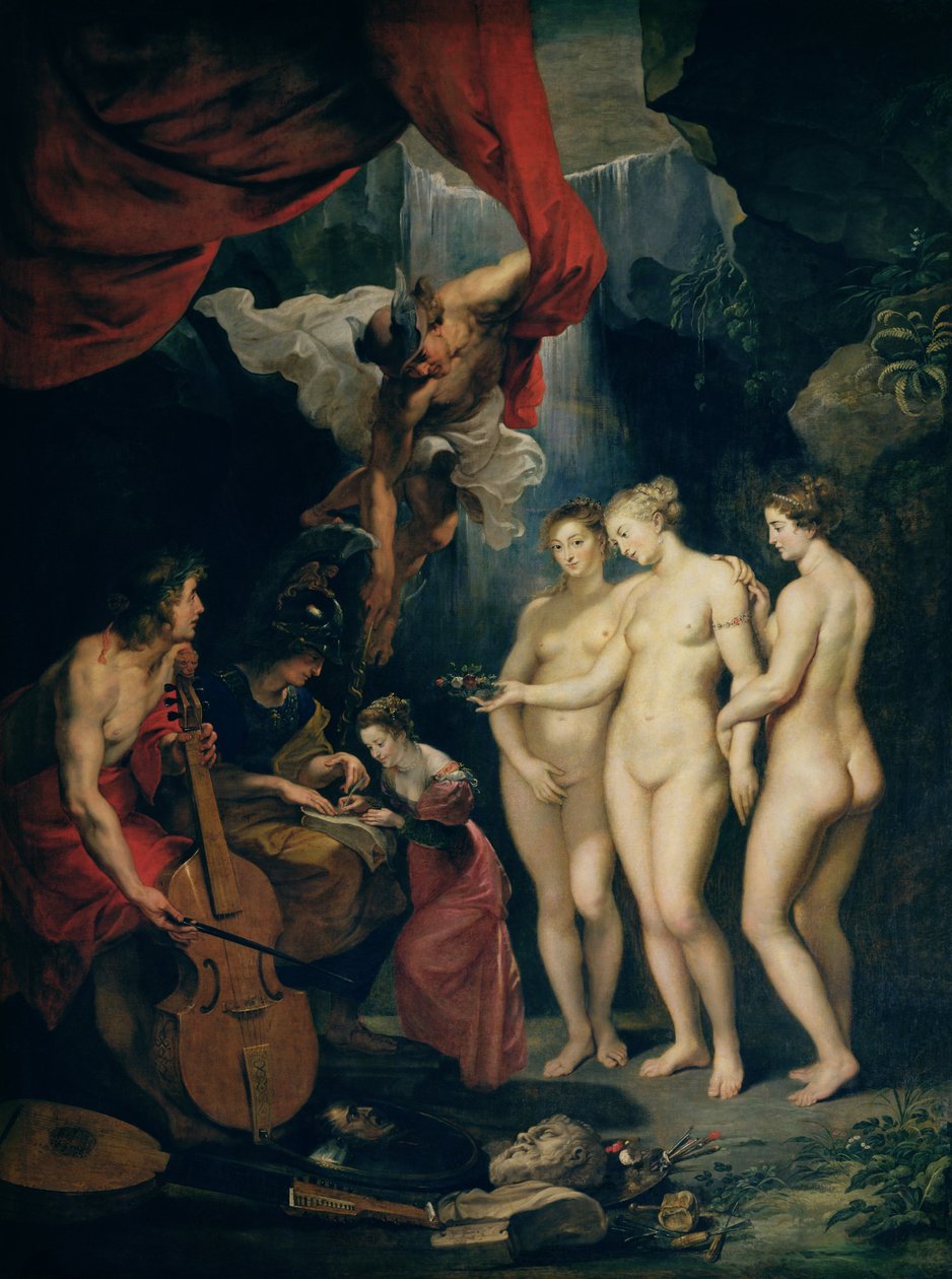The Medici Cycle: Education of Marie de Medici (1573-1642) 1621-25 (olja på duk) av Peter Paul Rubens