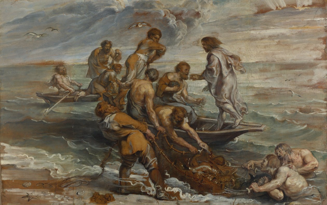 Det mirakulösa utkastet av fiskar, 1618-1619 av Peter Paul Rubens