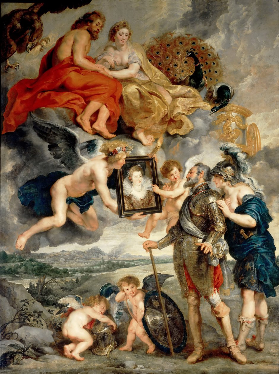Presentationen av hennes porträtt för Henrik IV Marie de Medici-cykeln av Peter Paul Rubens