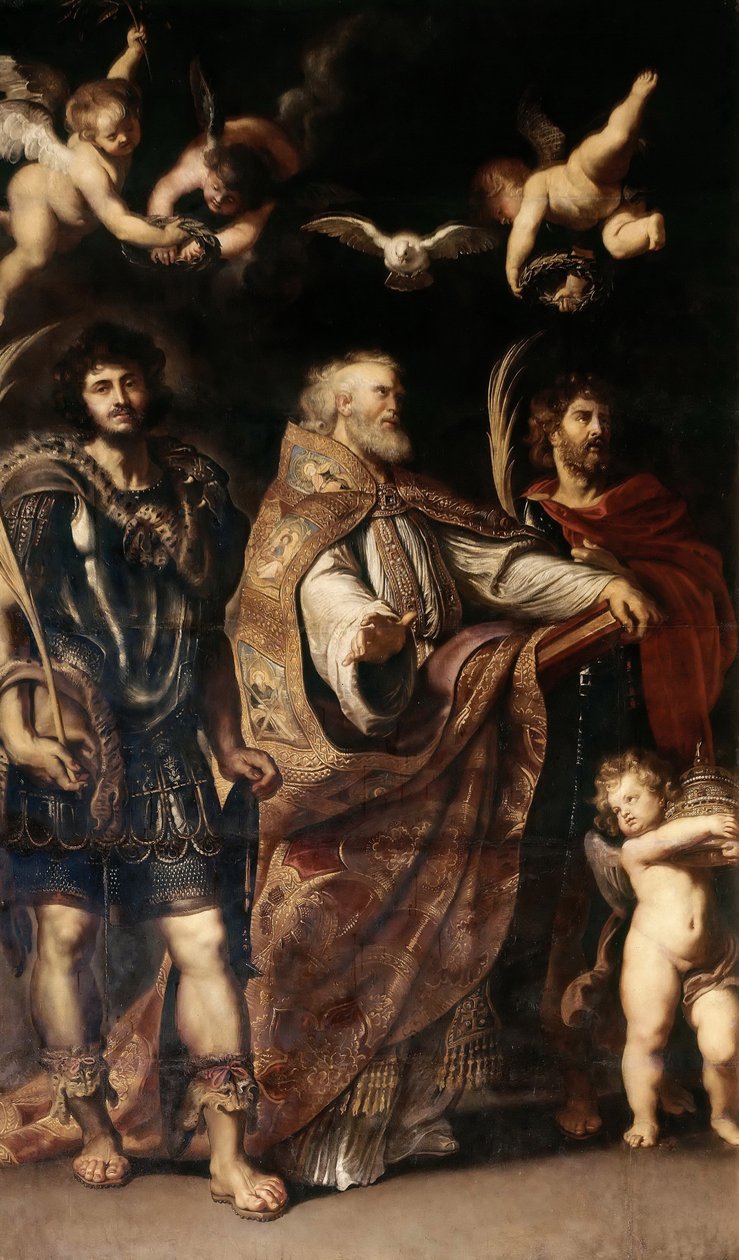 De heliga Gregorius I, Maurus och Papias, 1608. av Peter Paul Rubens