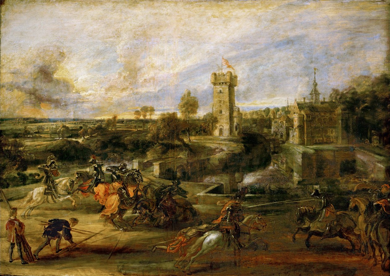 The Tournament (olja på trä) av Peter Paul Rubens