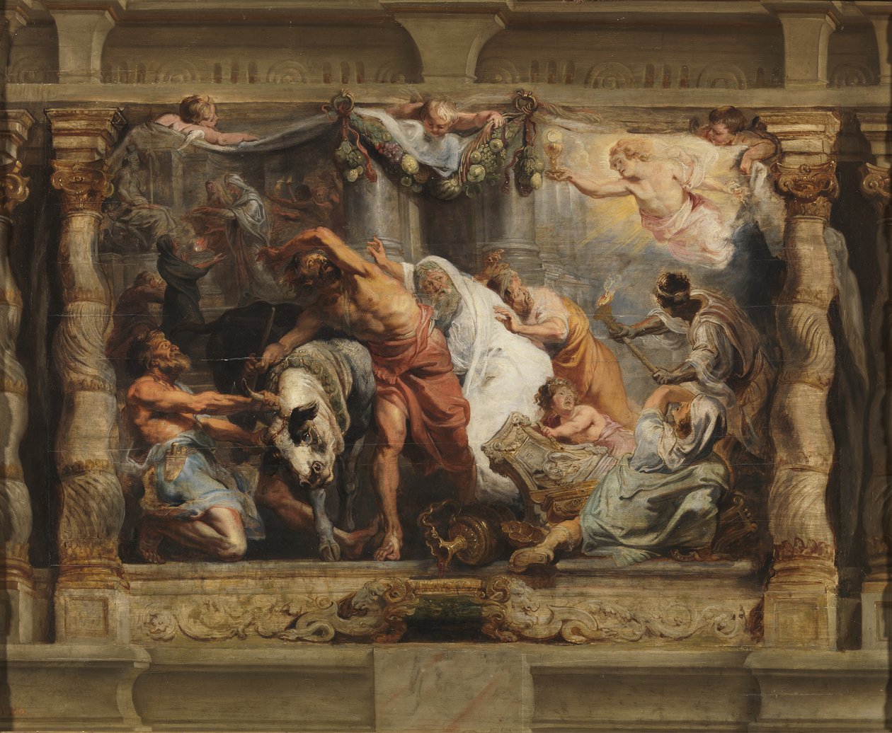 Eukaristins triumf över avgudadyrkan, ca 1625 (olja på trä) av Peter Paul Rubens