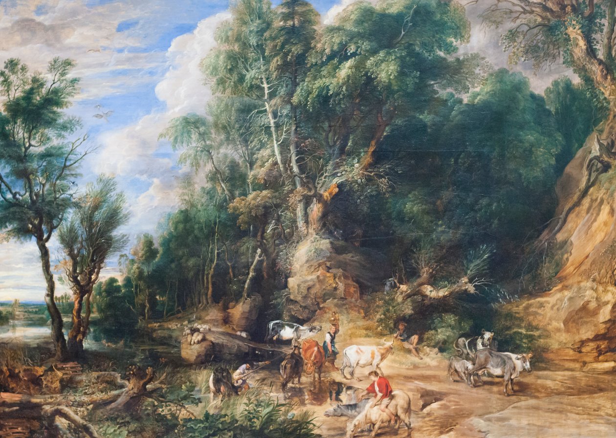 The Watering Place, ca 1615-22 (olja på ek) av Peter Paul Rubens