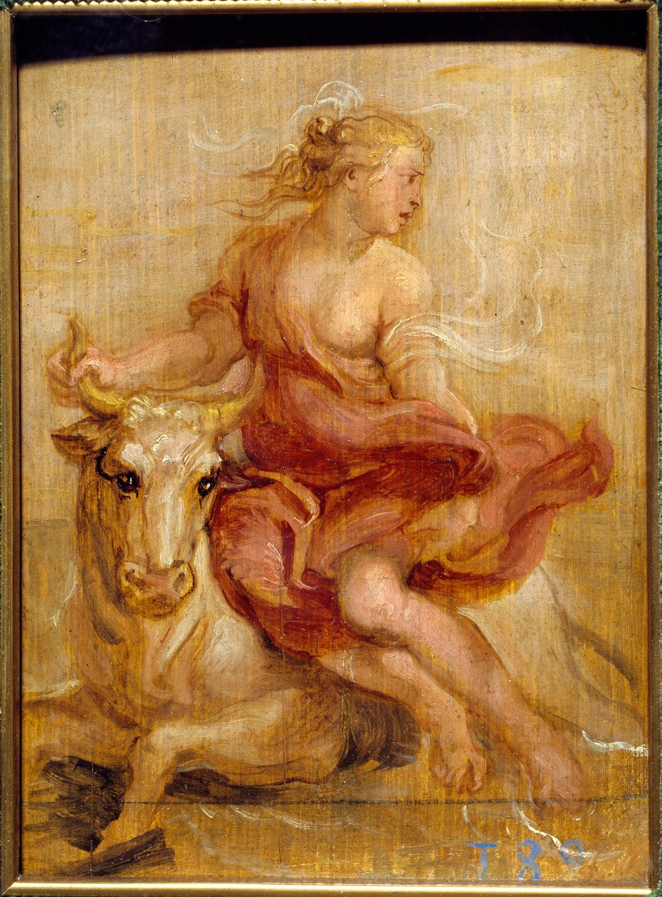 Bortförandet av Europa Blodteckning av Pierre Paul (Pierre-Paul) Rubens (eller Peter Paul eller Petrus Paulus) (1577-1640) Sön. 0,18x0,13 m Madrid Prado Museum av Peter Paul Rubens