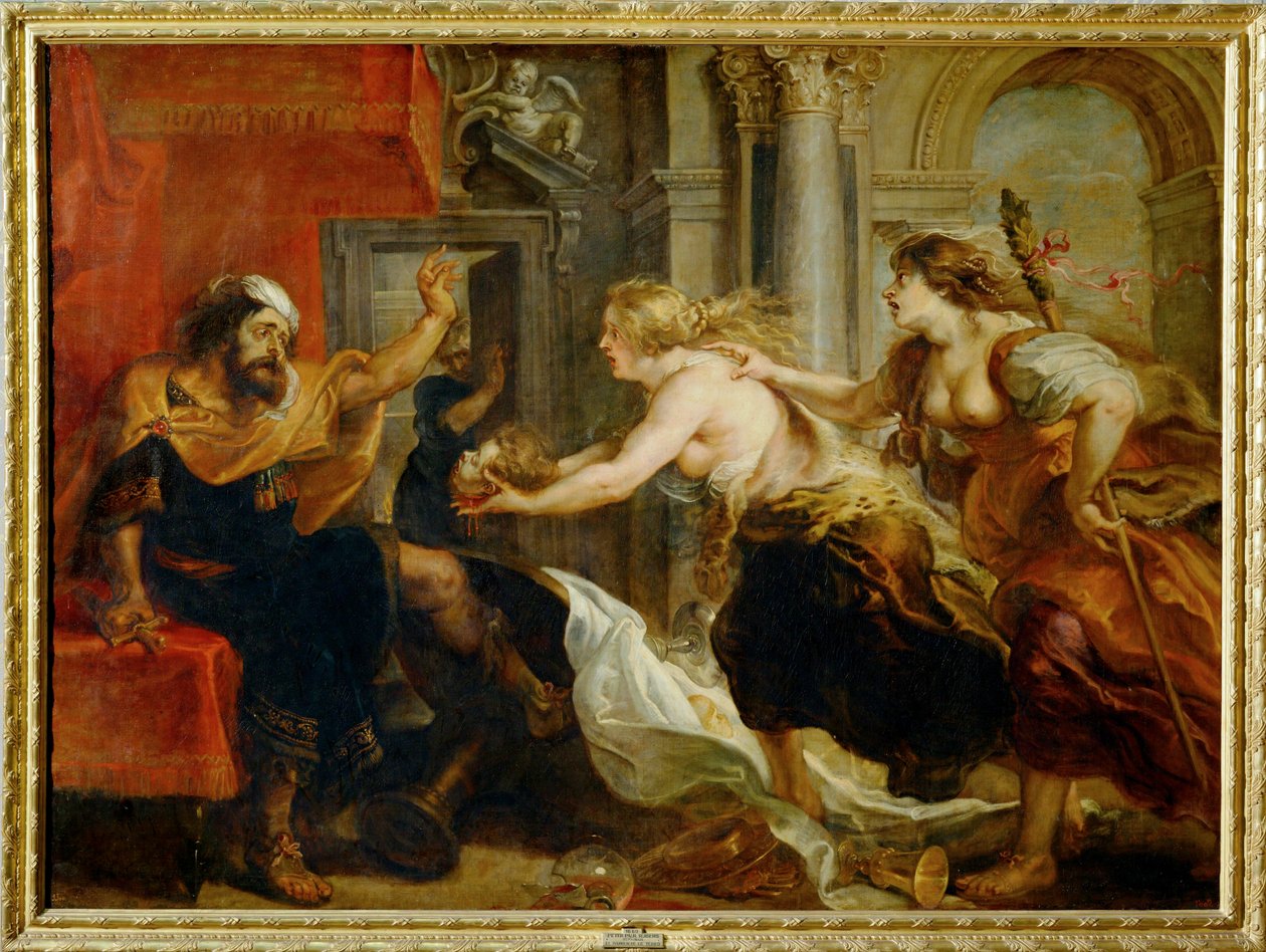 Tereus bankett: Philomena och Procne ger Tereus hans sons avhuggna huvud Det är (målning på duk) av Peter Paul Rubens
