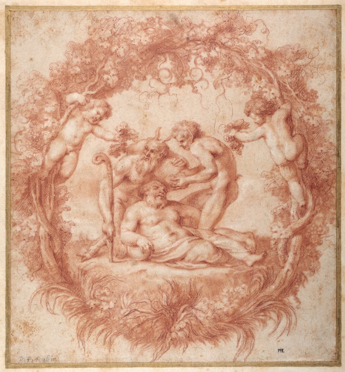 Designen av Tazza Farnese (röd krita med gouache på papper) av Peter Paul Rubens