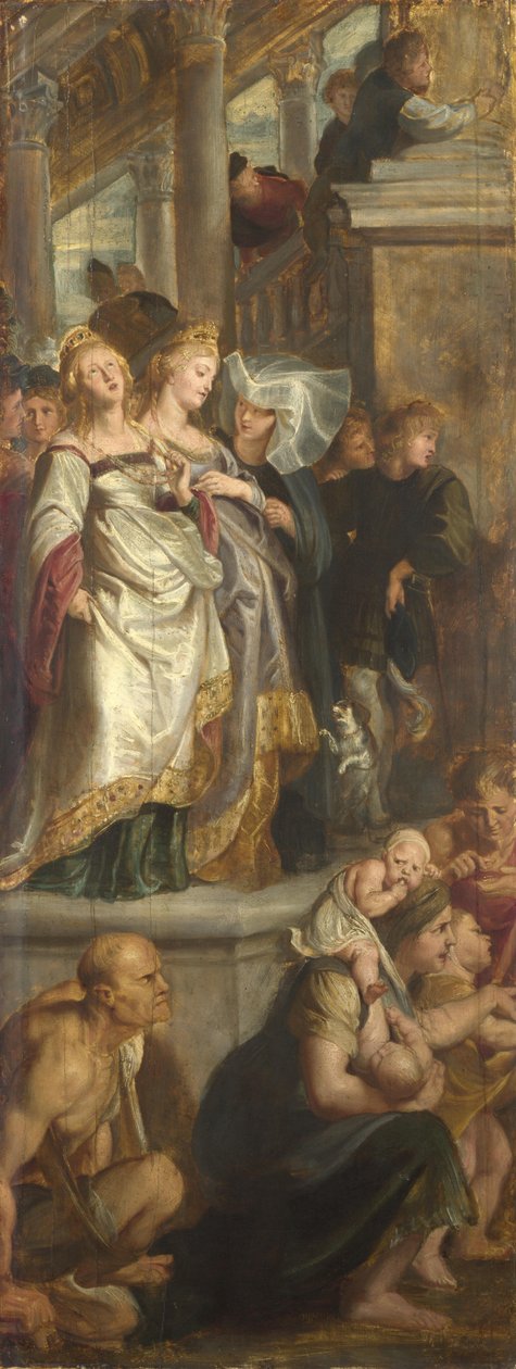 Tre kvinnliga vittnen. Skiss för högaltartavla, St Bavo, Gent, 1612 av Peter Paul Rubens