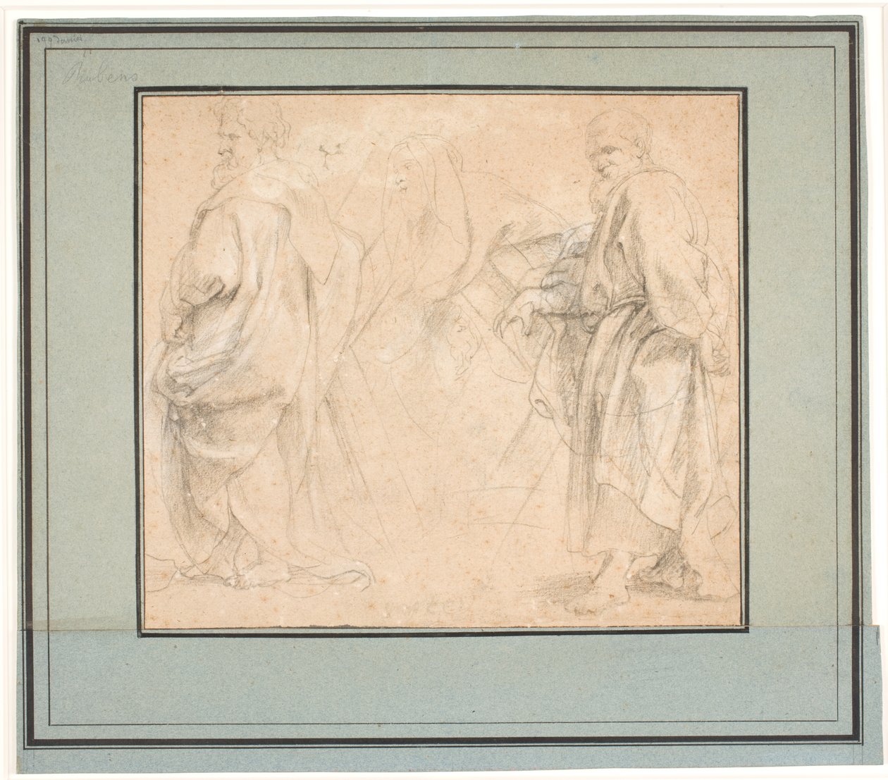 Två studier för St Andrew och en studie för en forntida präst (Melkisedek?) av Peter Paul Rubens