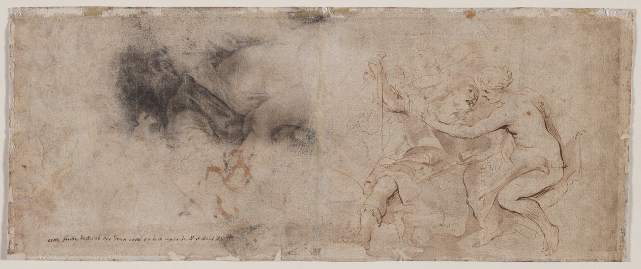 Venus avväpnar Mars, Draperistudie, ca. 163235. av Peter Paul Rubens