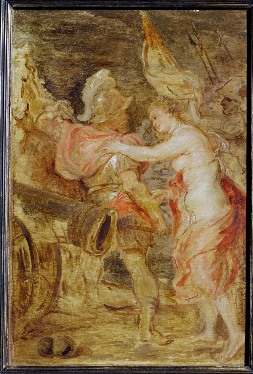 Venus följer med Mars ut i kriget (målning på trä) av Peter Paul Rubens