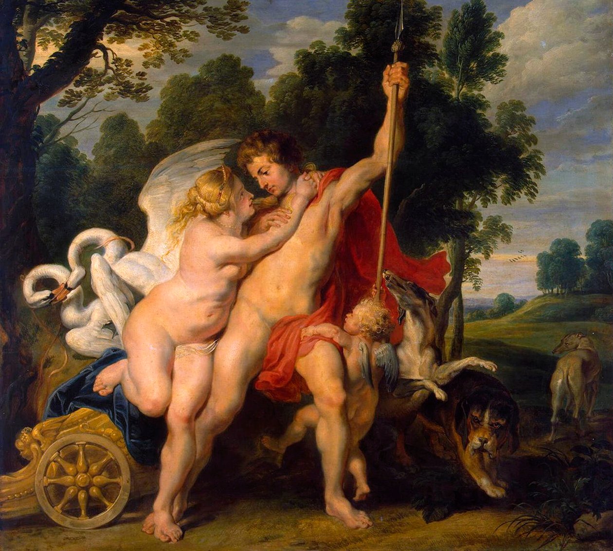 Venus och Adonis, c1614 av Peter Paul Rubens