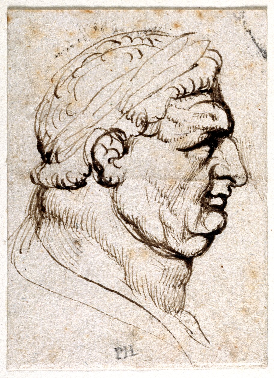 Vitellius, från tio teckningar av åtta av de första tolv Caesarerna, efter Giovanni da Cavinos medaljer (penna och bläck på papper) av Peter Paul Rubens