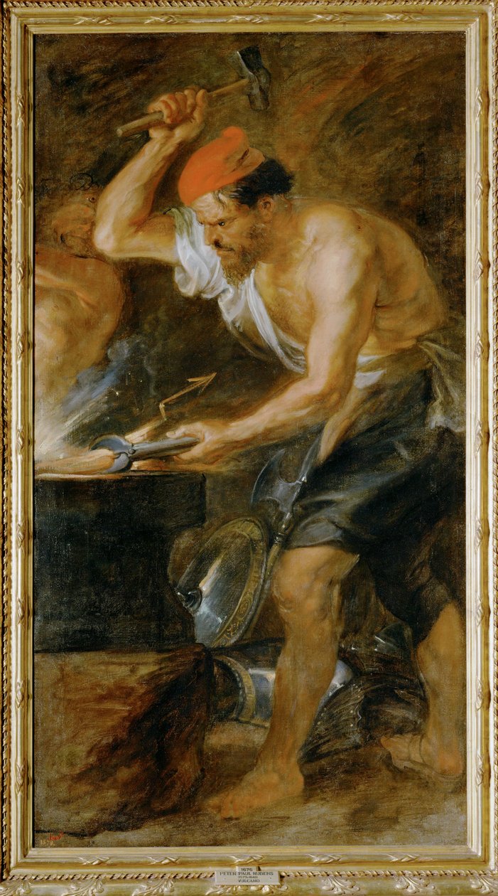 Vulcan smider Jupiters blixt (målning på duk) av Peter Paul Rubens
