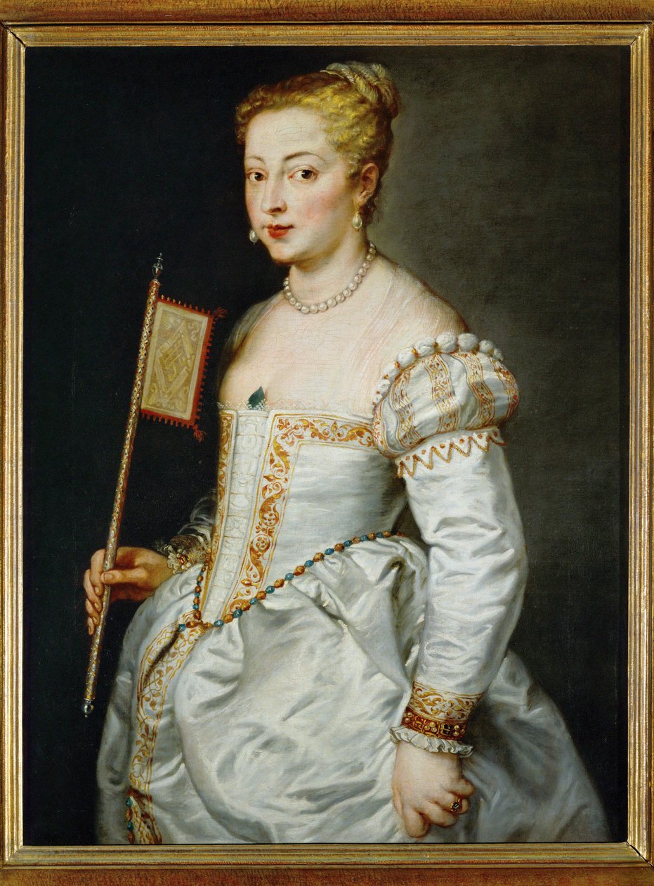 Ung kvinna med solfjäder, ca 1612-14 (målning på duk) av Peter Paul Rubens