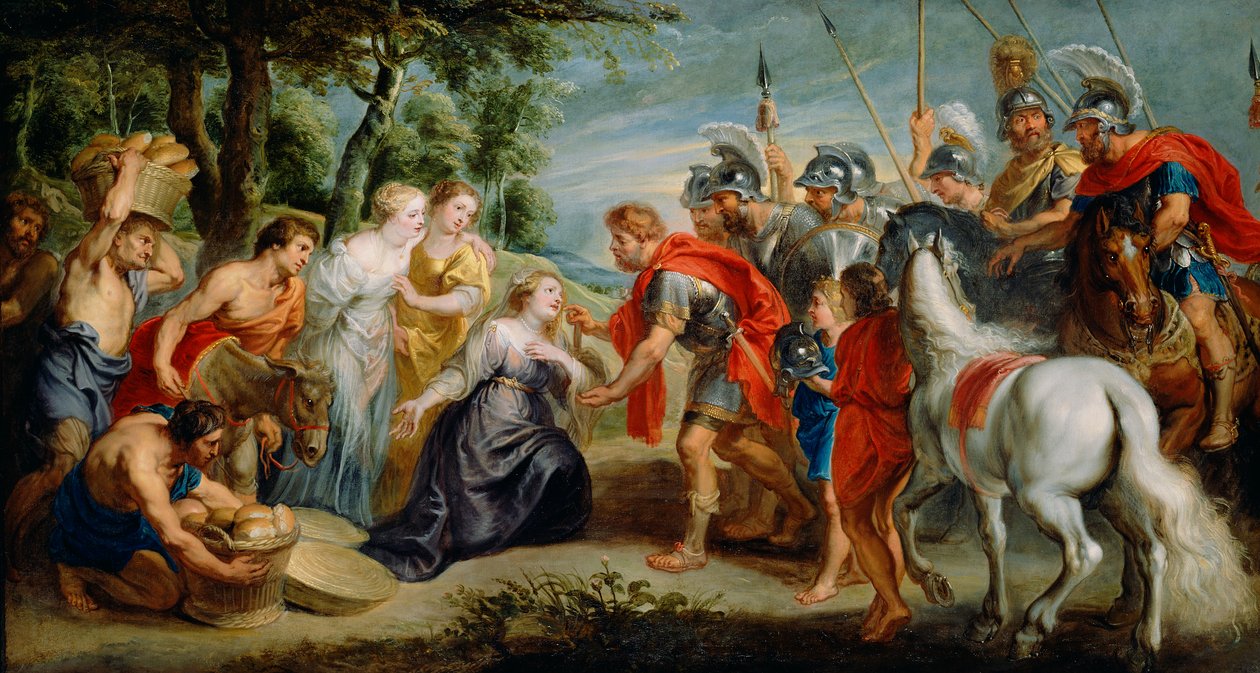 David möter Abigail, ca 1620-5 av Peter Paul studio of Rubens