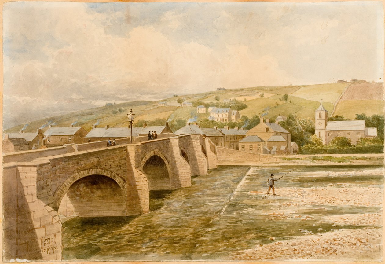 Haydon Bridge (kroppsfärg, penna och akvarell på papper) av Peter Petersen Toft