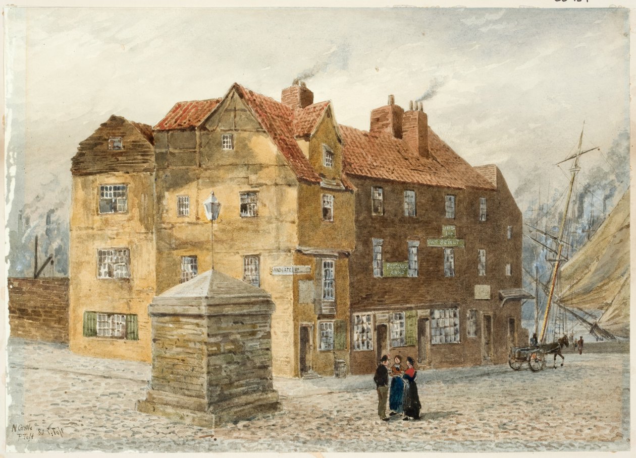 Sandgate (Portland Arms Inn) (penna och akvarell på papper på kort) av Peter Petersen Toft
