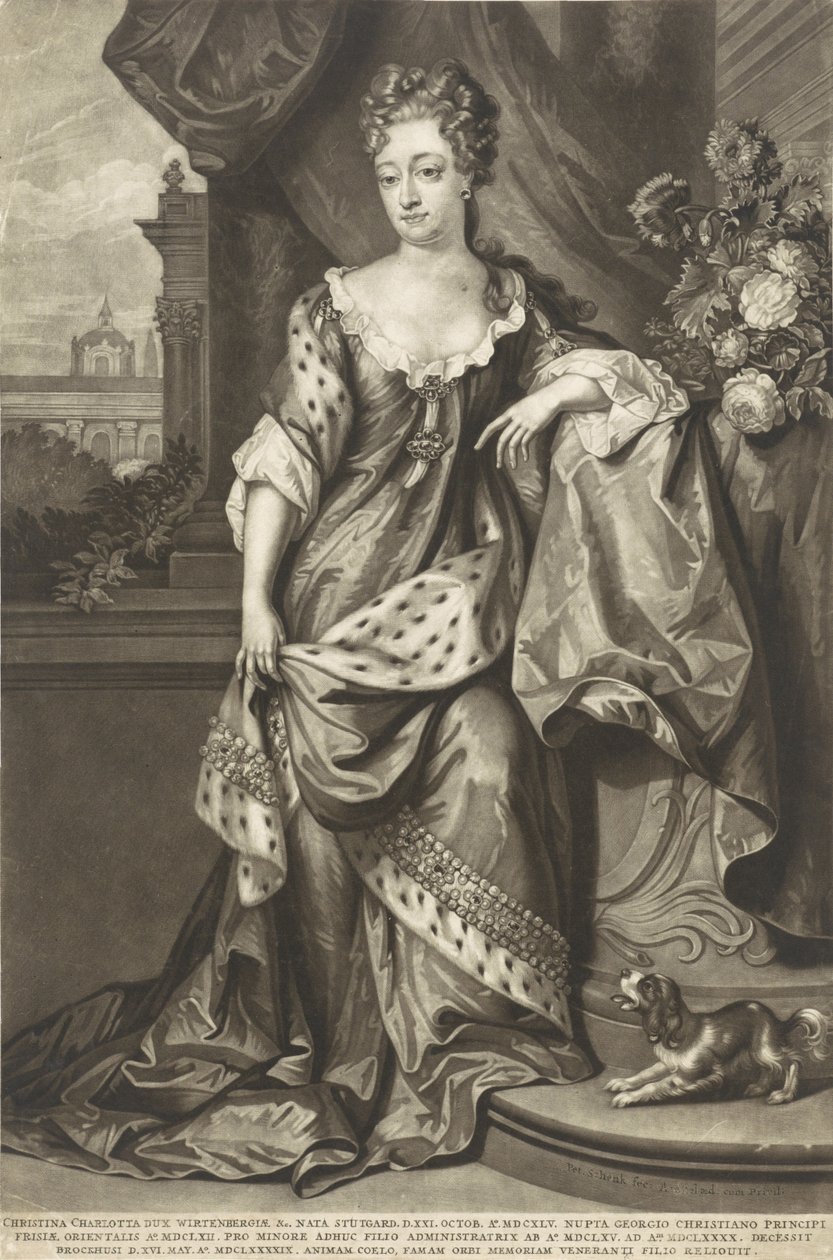 Christine Charlotte av Württemberg 1645-1699, prinsessa av Östfrisland, ca 1699. av Peter Schenk
