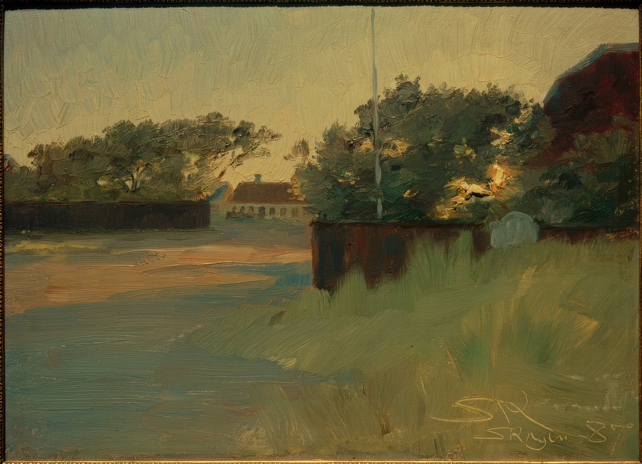 Utsikt över Brödnums trädgård. solnedgång av Peder Severin Krøyer