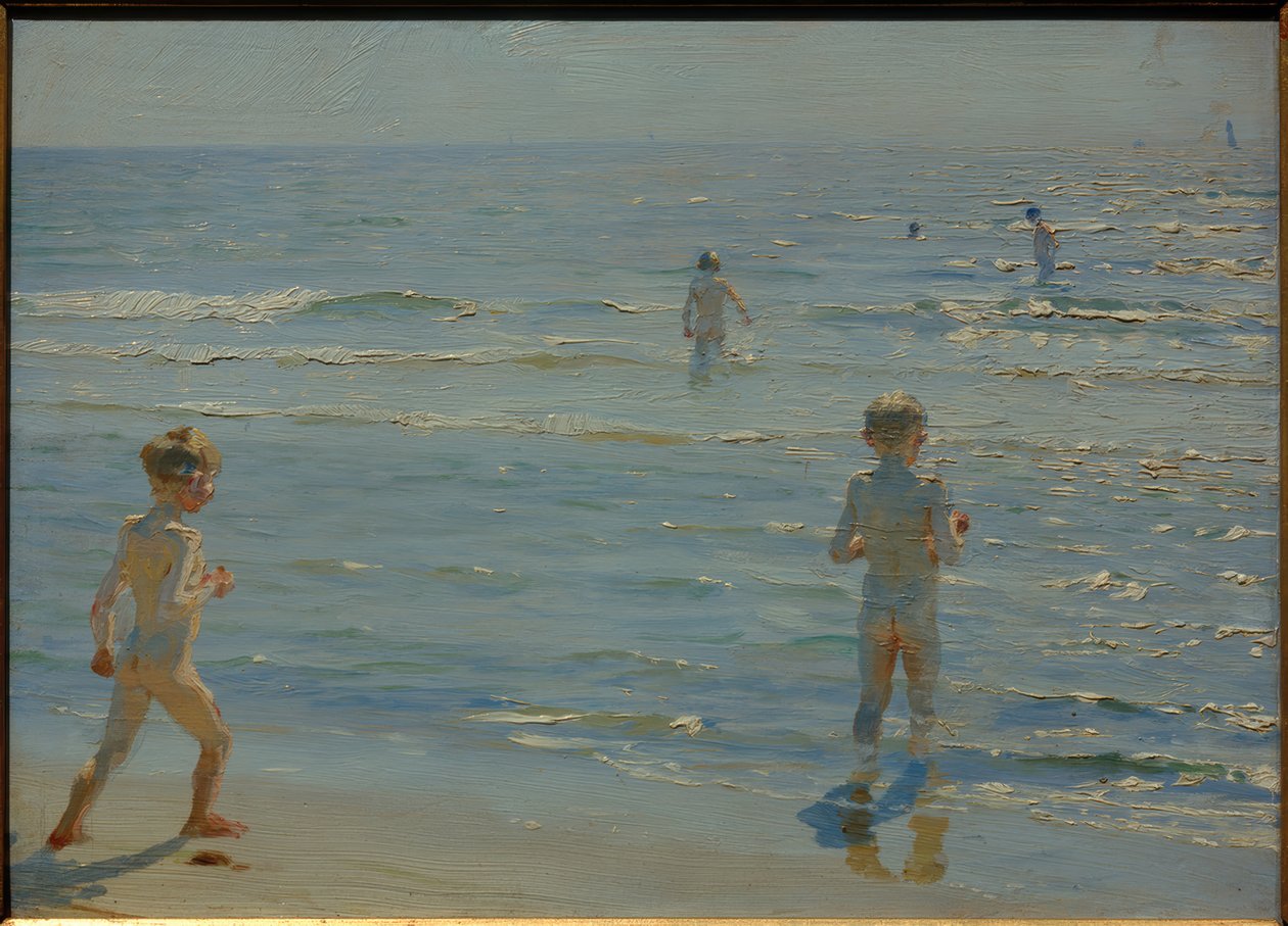 Badande pojkar. Solsken. Skagen av Peder Severin Krøyer