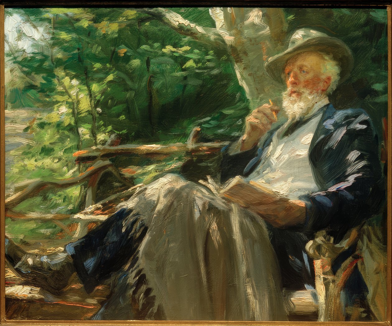 Porträtt av poeten Holger Drachmann i Skagenskogen av Peder Severin Krøyer