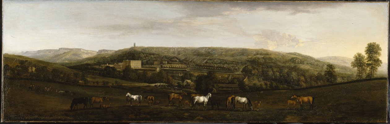 Utsikt över Chatsworth från sydväst (olja på duk) av Peter Tillemans