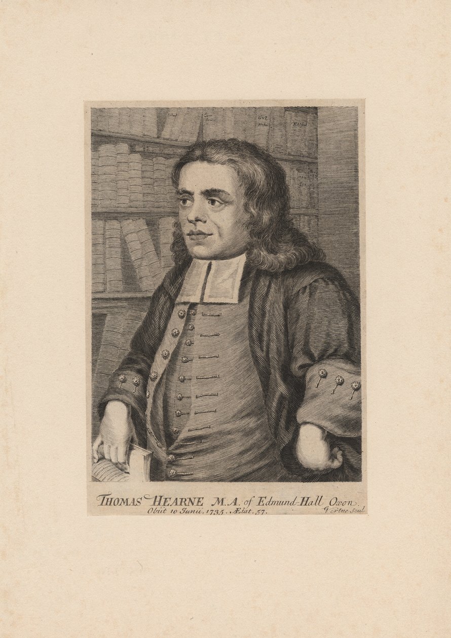 Thomas Hearne, graverad av George Vertue (1683-1756), ca 1735 av Peter Tillemans