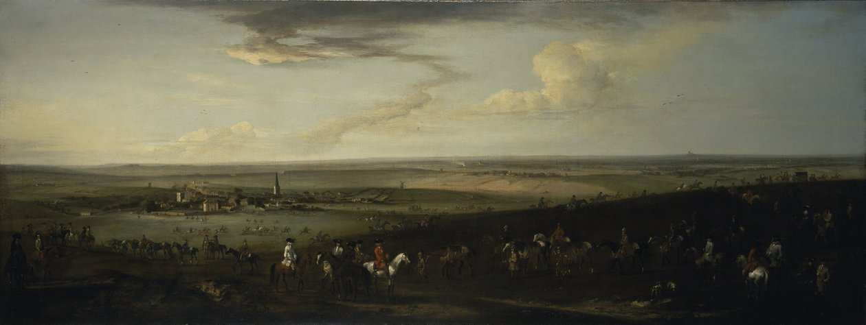 Utsikt över gamla Newmarket med Watering Course på Warren Hill (olja på duk) av Peter Tillemans